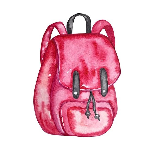 Illustration Aquarelle De Sac à Dos Scolaire Rose