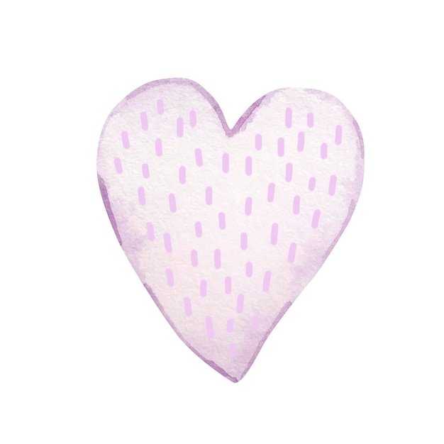 Illustration Aquarelle Saint Valentin, Tendre Coeur Violet Clair