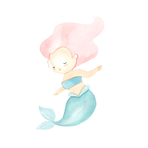 Illustration Aquarelle De Sirène Pour Les Enfants