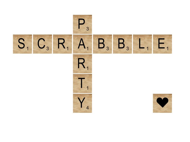 Vecteur illustration aquarelle de tuiles de scrabble en bois avec lettrage scrabble party