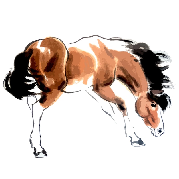 Vecteur illustration aquarelle vectorielle de courir bébé cheval