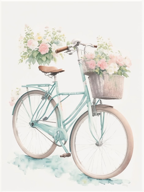 Illustration à l'aquarelle d'un vieux vélo vintage