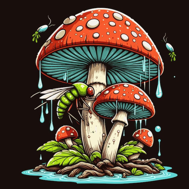 L'illustration de l'arc-en-ciel des champignons qui fondent joyeusement