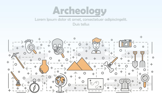 Illustration D'archéologie Art Vecteur Mince Ligne