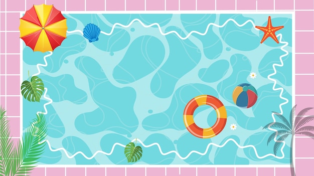 Illustration d'arrière-plan de la piscine d'été Vecteur de vue supérieure