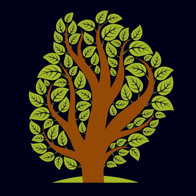 Illustration D'art D'arbre Branchu De Printemps, Symbole écologique Stylisé. Image Vectorielle De Conception Graphique Sur L'idée De Saison, Idée De Conservation De L'environnement.