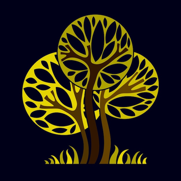 Illustration D'art Fantastique D'arbre, Symbole écologique Stylisé. Image Vectorielle De Conception Graphique Sur L'idée De Saison, Belle Image.