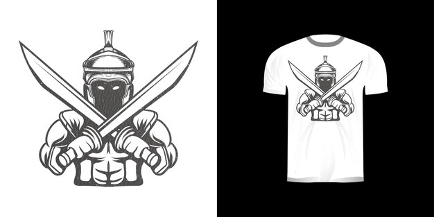 Illustration D'art En Ligne Armure De Fer Knigh Pour La Conception De Tshirt