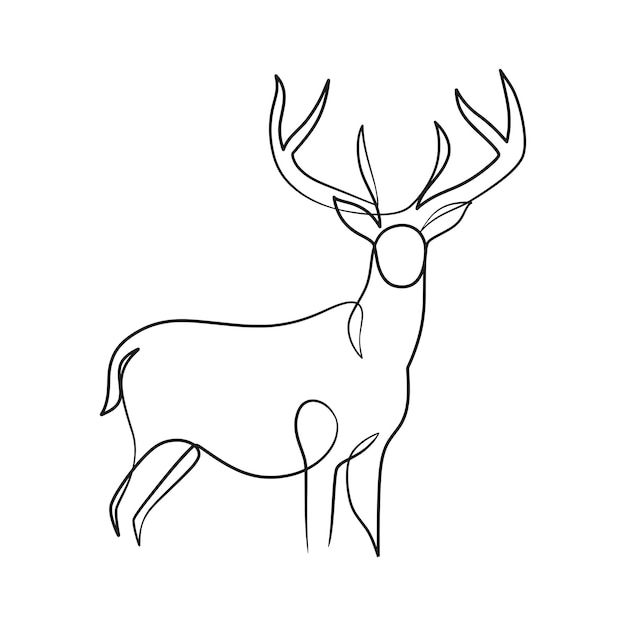 Illustration d'art de ligne continue de cerf Minimalisme d'art d'une ligne de cerf