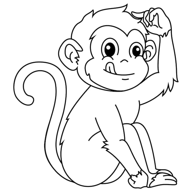 Vecteur illustration de l'art de la ligne de dessin animé de singe