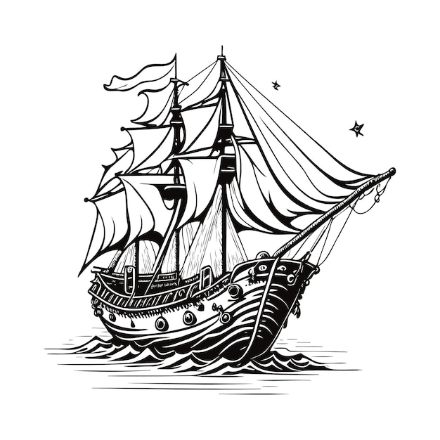 illustration d'art en ligne du vecteur de croisière des pirates