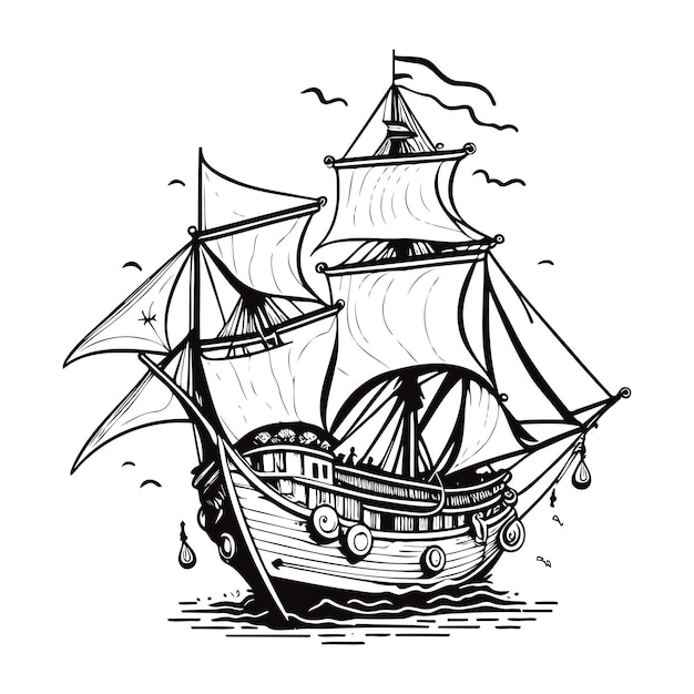 Vecteur illustration d'art en ligne du vecteur de croisière des pirates