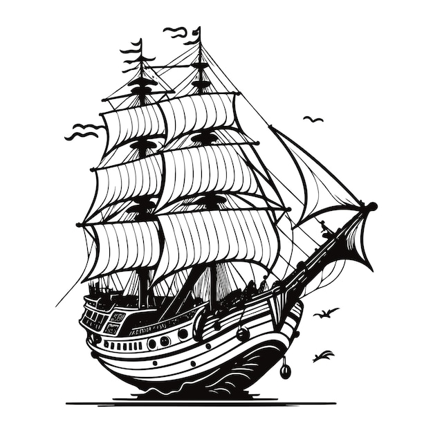 illustration d'art en ligne du vecteur de croisière des pirates