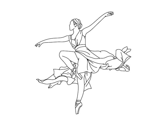 Illustration d'art de ligne de fille dansante