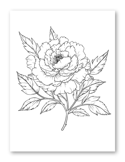 Illustration D'art En Ligne De Fleur De Dahlia Pour La Page à Colorier