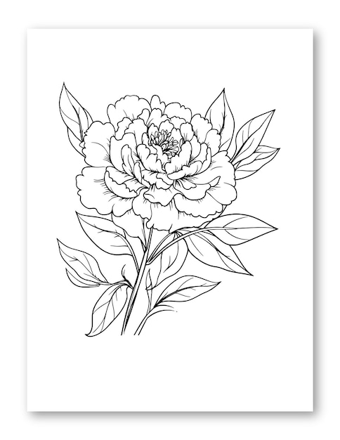 Vecteur illustration d'art en ligne de fleur de dahlia pour la page à colorier