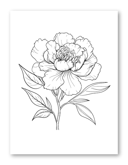 Vecteur illustration d'art en ligne de fleur de dahlia pour la page à colorier