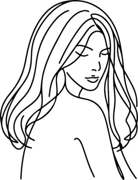 Illustration d'art d'une ligne minimaliste féminine