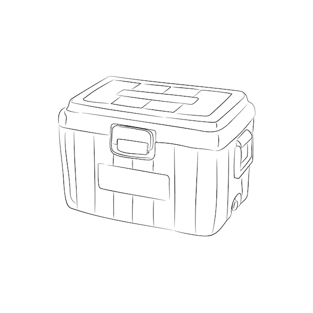 Illustration d'art en ligne d'un réfrigérateur portable pour les boissons Mini-réfrigérateur de voyage pour les boissons