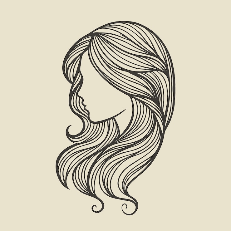 Vecteur illustration d'art de ligne de style de cheveux féminin graphiques vectoriels