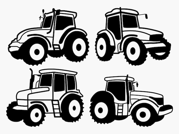 Vecteur illustration d'art de ligne de tracteur agricole