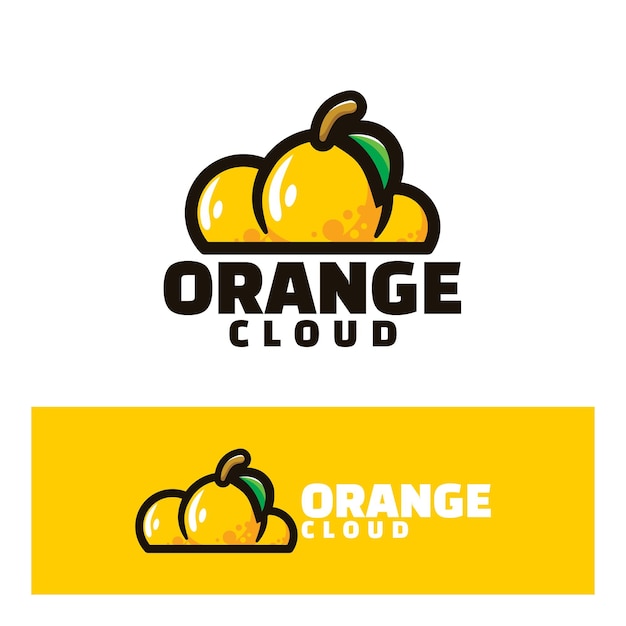 Illustration D'art Logo Mignon Nuage Orange