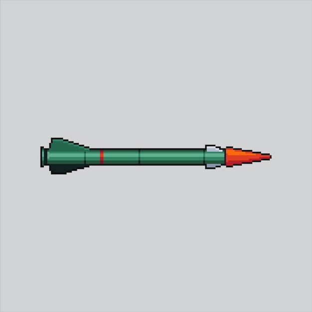 Vecteur illustration d'art par pixels missile rocket pixelée missile militaire rocket pixelé pour le pixel art