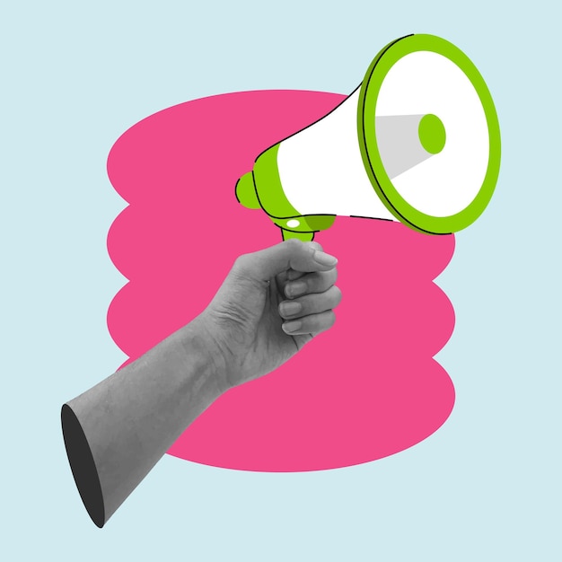 Illustration d'art pop avec mégaphone à la main
