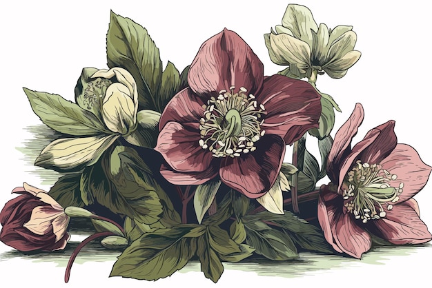 Vecteur illustration d'art vectoriel sur fond blanc par hellebore