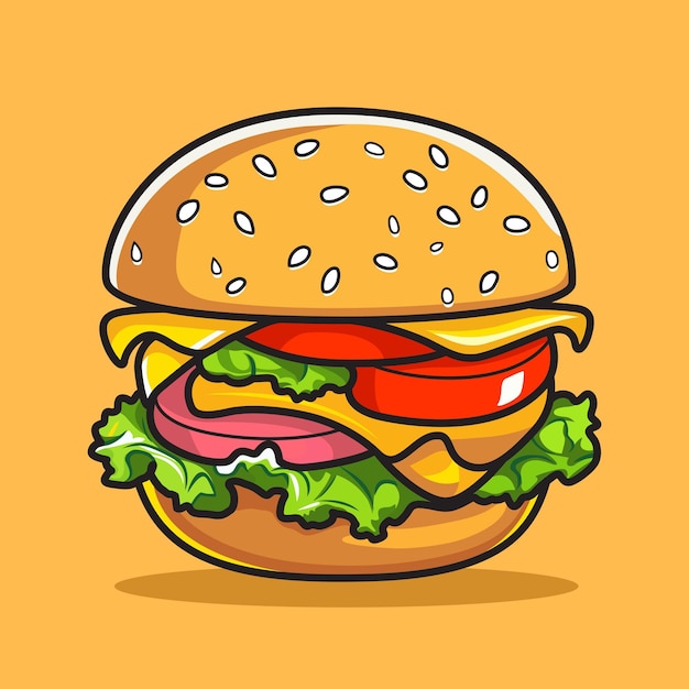 Illustration d'art vectoriel plat hamburger