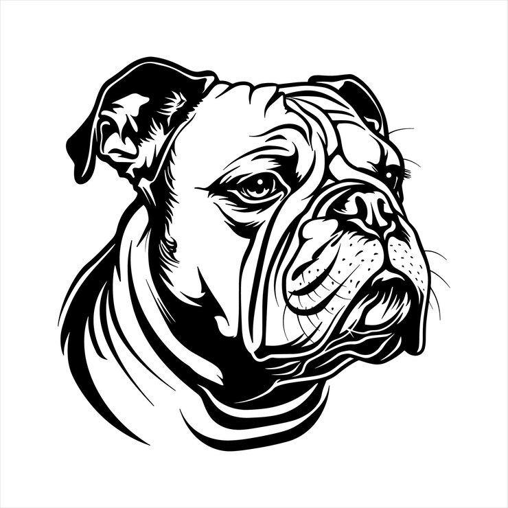 Vecteur illustration d'art vectoriel de la silhouette du visage d'un bulldog