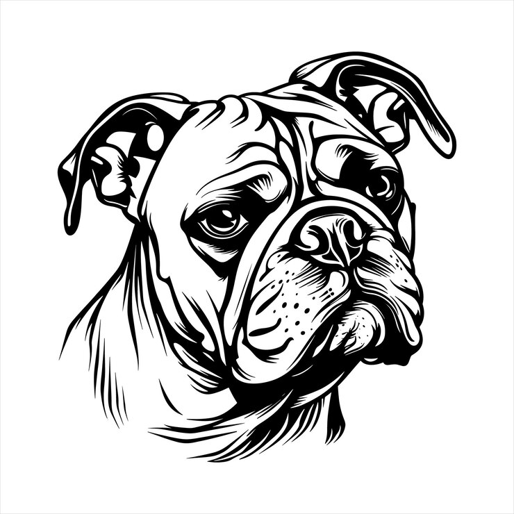 Vecteur illustration d'art vectoriel de la silhouette du visage d'un bulldog