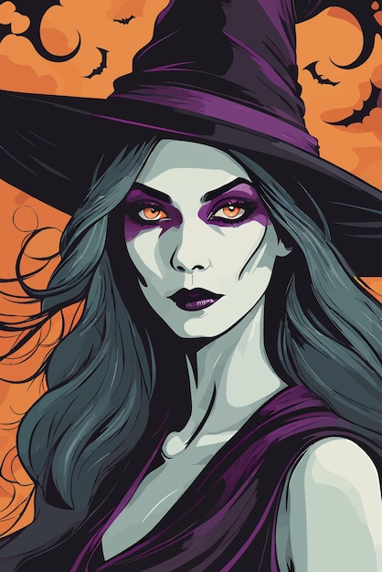 Illustration D'art Vectoriel De Sorcière D'halloween