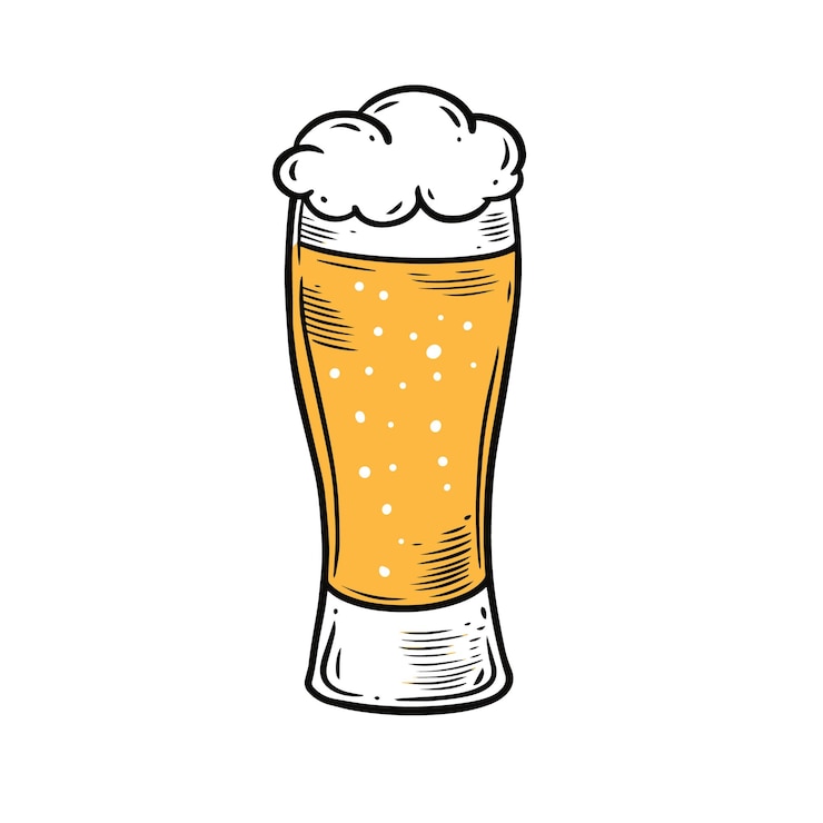 Vecteur illustration d'art vectoriel de verre de bière de style dessin animé coloré dessiné à la main.