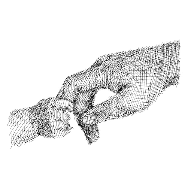 Vecteur illustration artistique d'un parent et d'un enfant se tenant par la main
