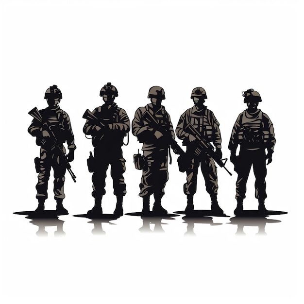 Vecteur illustration artistique des silhouettes de soldats vectoriels libres