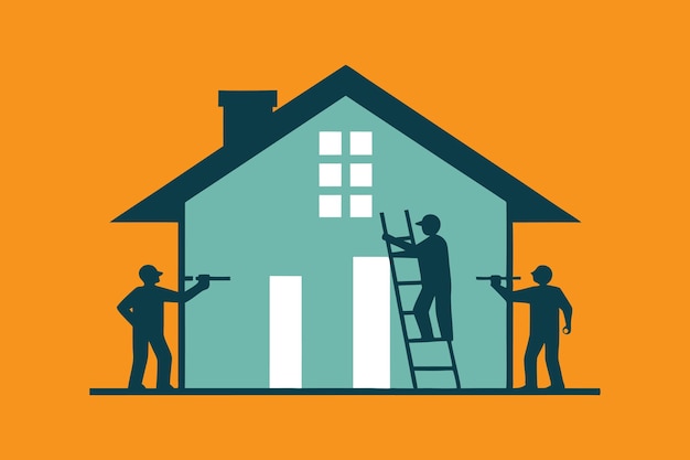 Illustration artistique vectorielle des entrepreneurs de réparation à domicile
