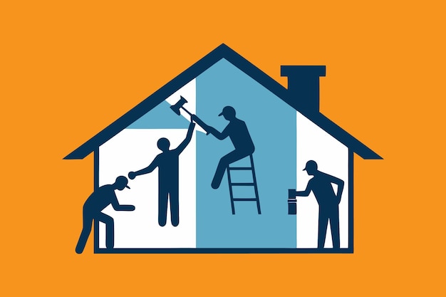 Illustration artistique vectorielle des entrepreneurs de réparation à domicile