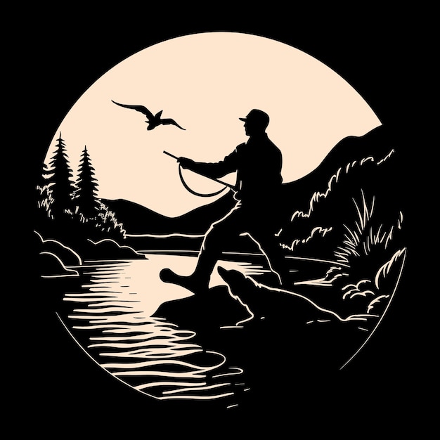 Vecteur illustration artistique vectorielle de la silhouette de la chasse