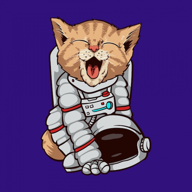 Vecteur illustration de astronaute chat astronaute