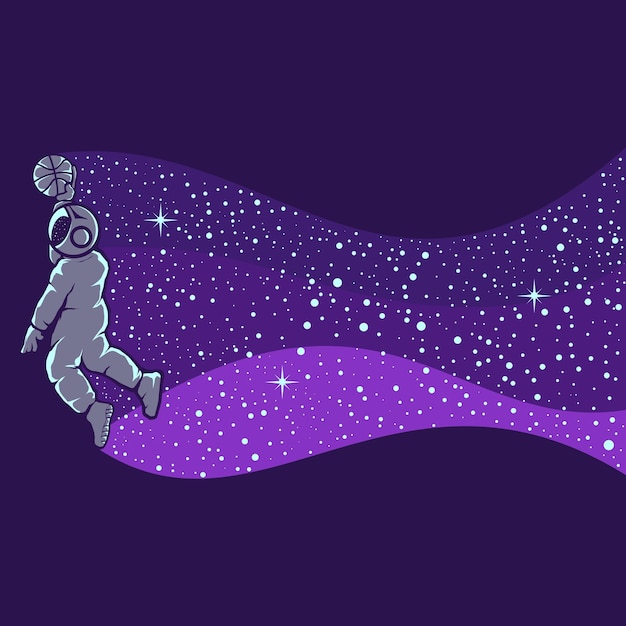 Illustration De L'astronaute Jouant Au Basket