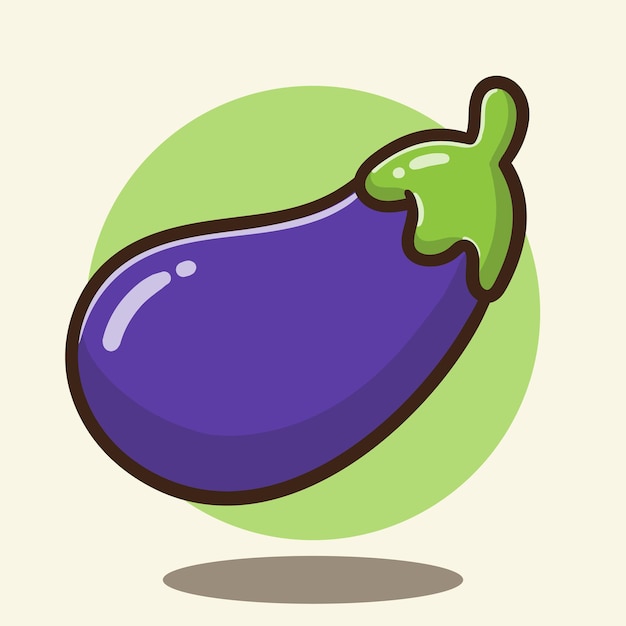 Vecteur illustration d'aubergine végétale de dessin animé mignon bon pour autocollant, affiche