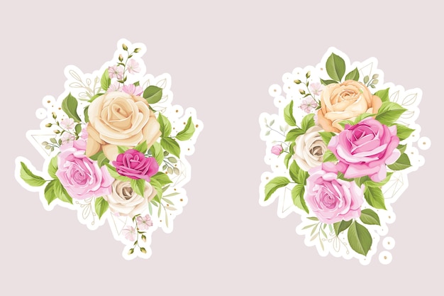 Illustration D'autocollant De Bouquet Floral De Roses Aquarelles