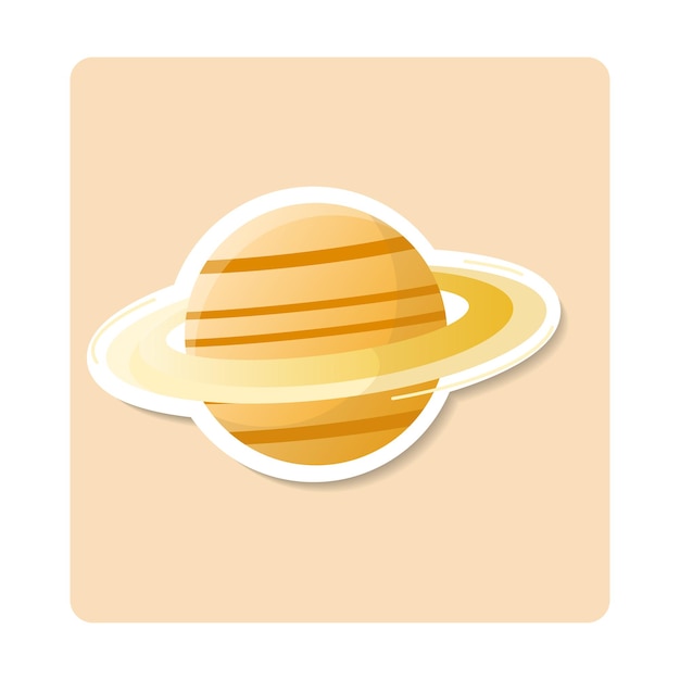 Illustration d'autocollant de Saturne étoiles rondes anneaux spatiaux modifiables