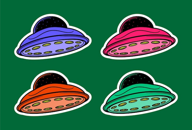 Vecteur une illustration d'autocollant ufo doodle mignon