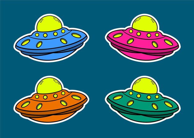 Vecteur une illustration d'autocollant ufo doodle mignon