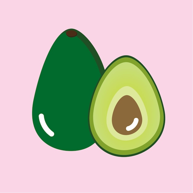 Vecteur une illustration d'un avocat vert et demi d'avocat.