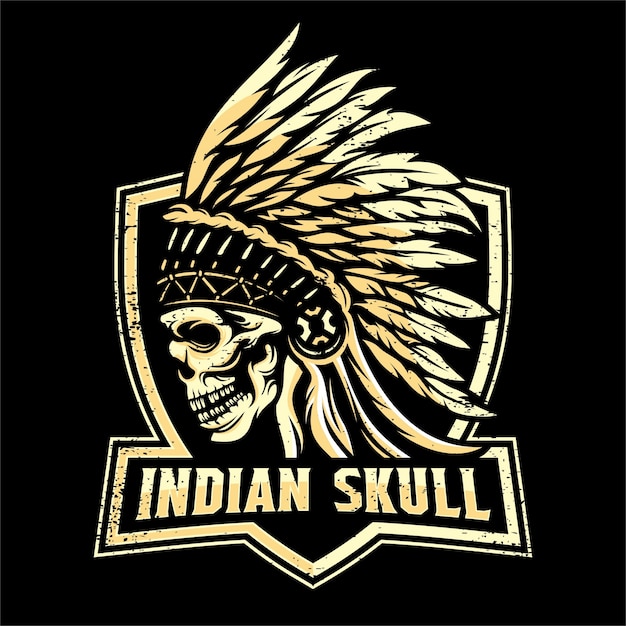 Illustration De Badge De Logo De Crâne Indien