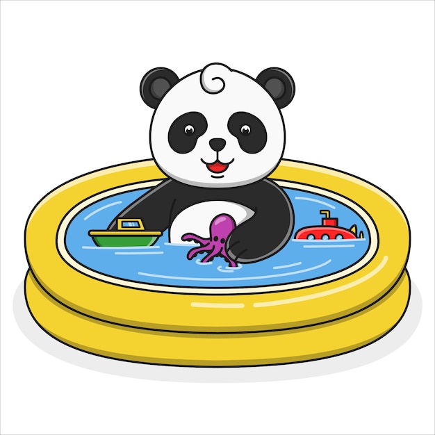 Illustration De Bain Panda Dessin Animé Mignon