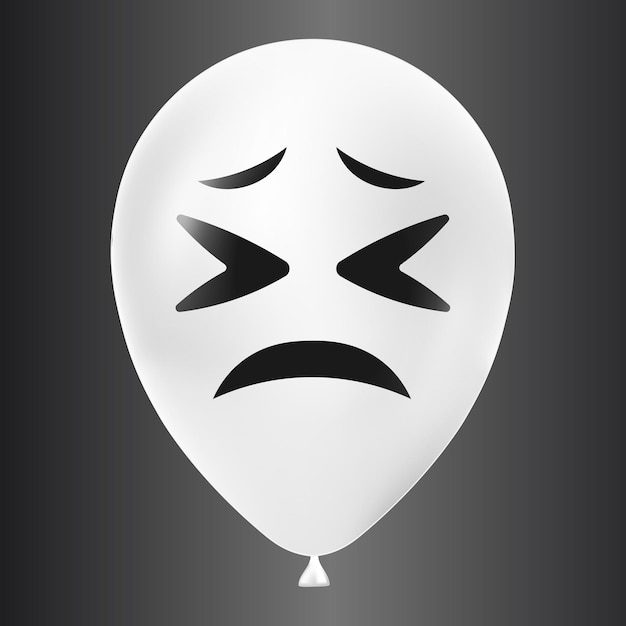 Illustration De Ballon Blanc Halloween Avec Visage Effrayant Et Drôle Isolé Sur Fond Sombre